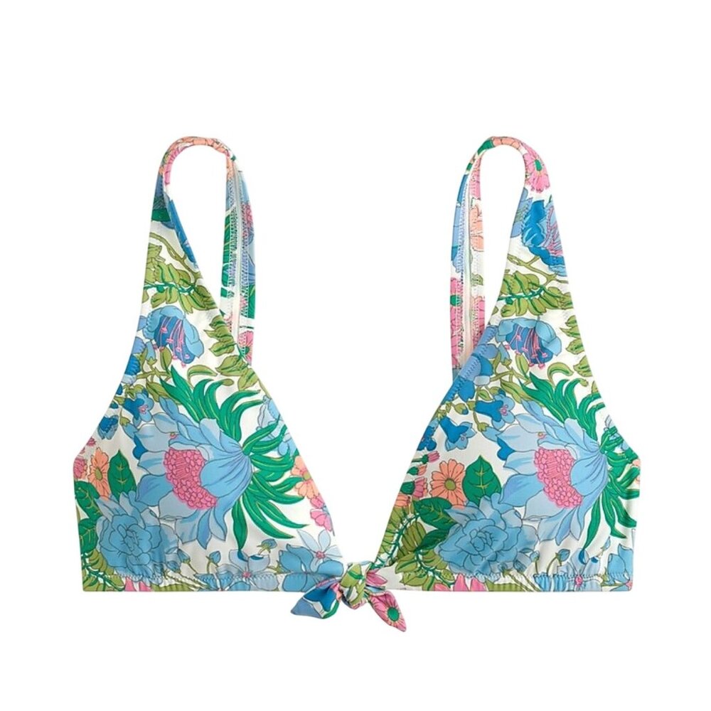 J. Crew Blue and Pink Bikini with Tropical Print